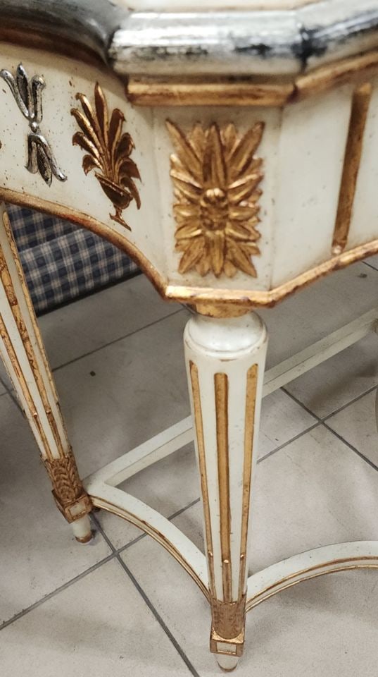 Magnificent Rare Vintage Neoclassical Italian Louis 16th Style Gilded Console. 61"x 22"x 32"h - 9