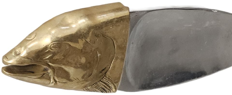 Vintage Mid-Century Heavy Italian Brass & Aluminum Fish Sculptural Platter or Art Centerpiece. 36x10 - 4