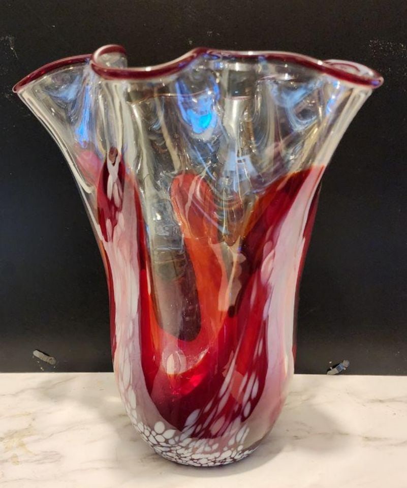Striking Vintage Murano Style Heavy Glass Vase (1 of 1)