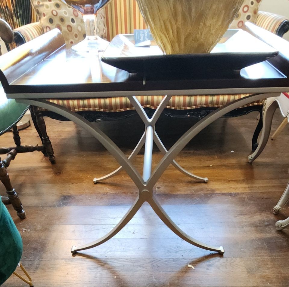 Vintage Klasseur International Designer Deco-Style Wood and Metal Large Accent Table - 4