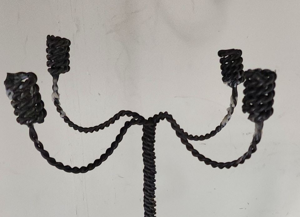 Rare antique French candelabra handcrafted with twisted iron rope. (Brutalist-Style) - 2