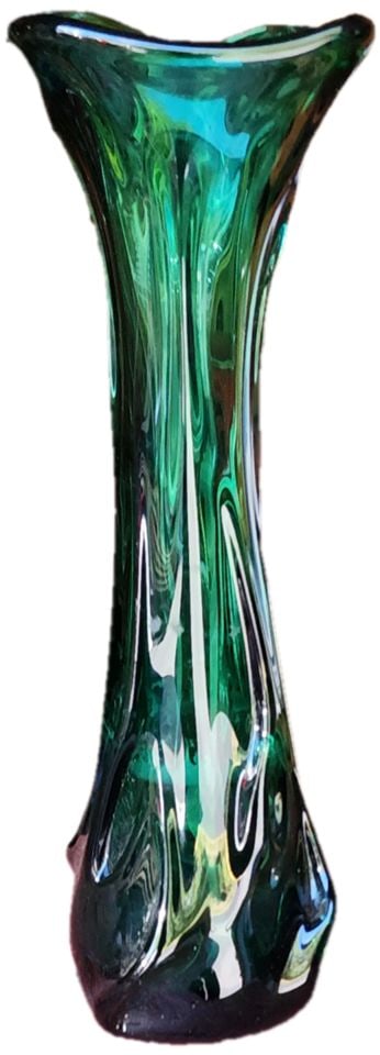 Elegant mid-century modern sculpture vase Chambord Fratteli toso green. Circa 40s to 50s. - 2