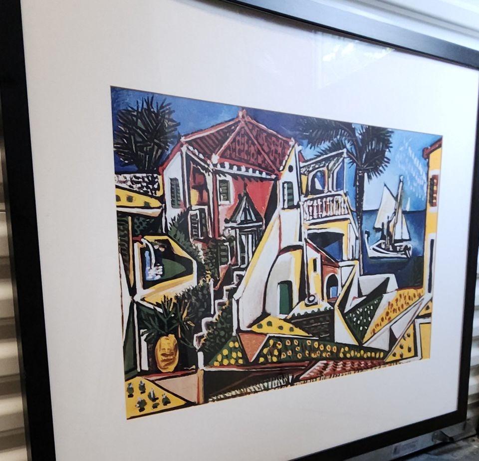 Lithograph of Picasso's 1952 vibrantly colored Cubist painting, "Paysage Méditerranéen". - 2