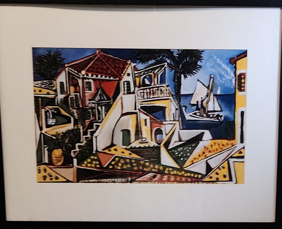 Lithograph of Picasso's 1952 vibrantly colored Cubist painting, "Paysage Méditerranéen". - 3