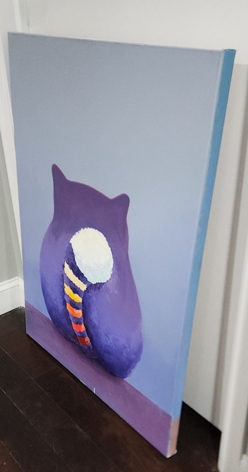 If you love cats... Large abstract expressionist oil painting with a wonderful cat. Great colors and - 2