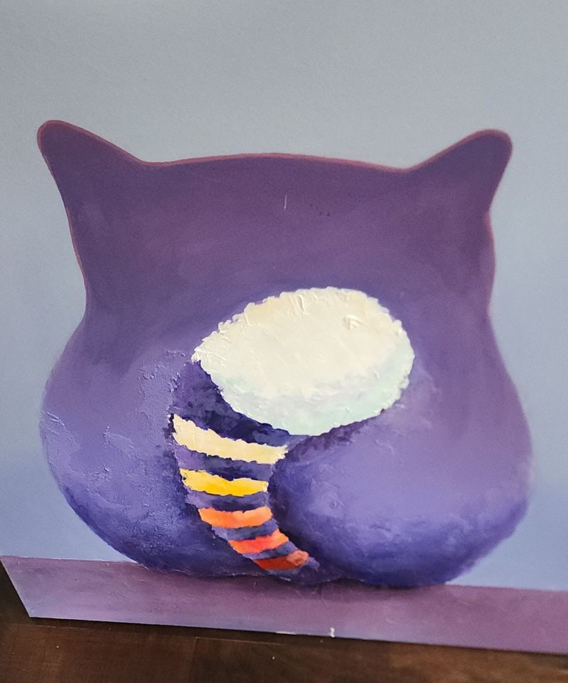 If you love cats... Large abstract expressionist oil painting with a wonderful cat. Great colors and - 3