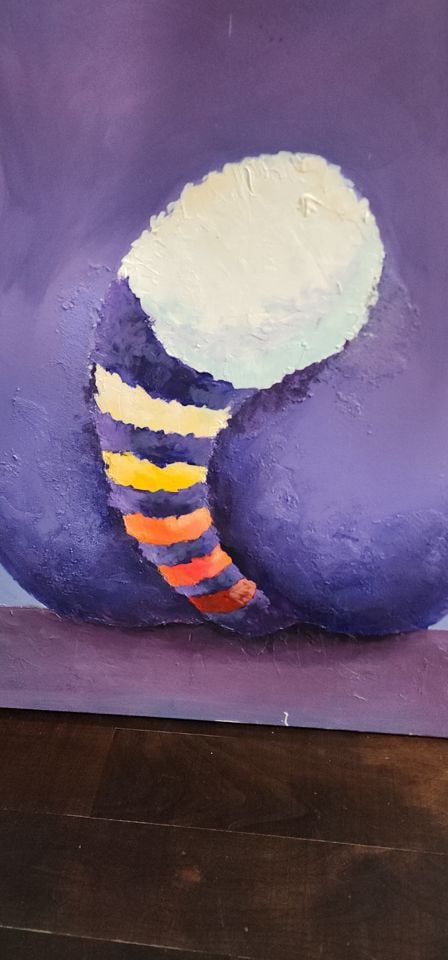 If you love cats... Large abstract expressionist oil painting with a wonderful cat. Great colors and - 4