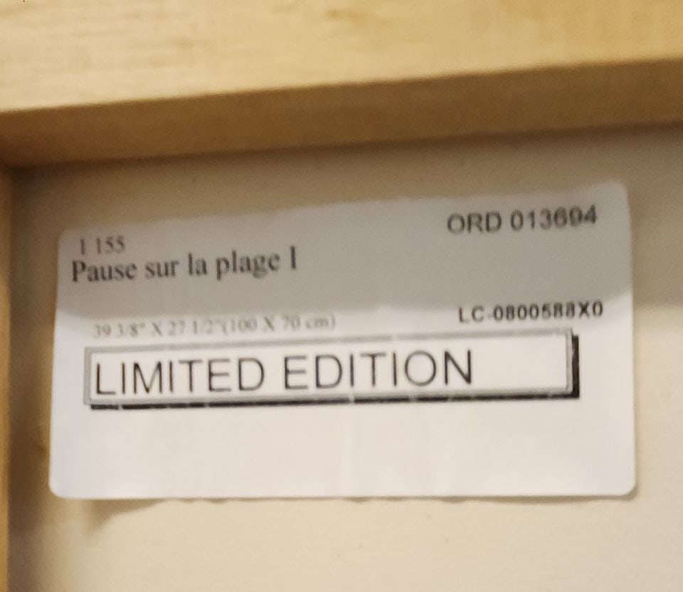 Dominguez Ltd Edition vintage oil on canvas print of painting "Seaside Bicycle" Facsimile signed. - 4