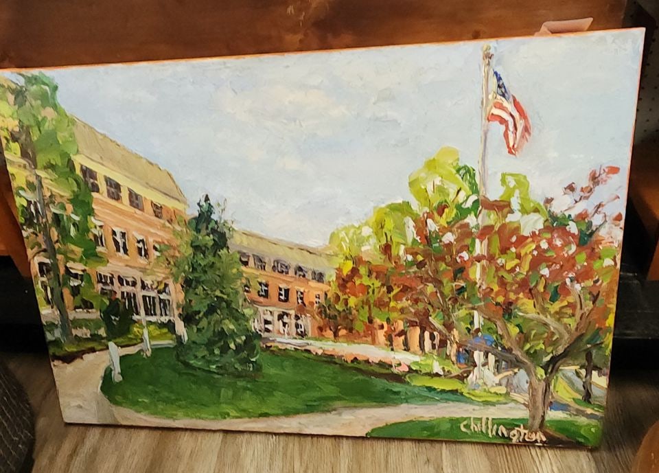 James Chillington, Award-Winning CT artist, masterful pallet knife impressionist landscape. Signed. - 2