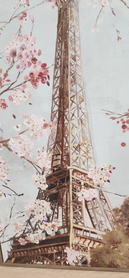Allison Pearce "Paris in the Spring" Giclee impasto oil print w/ wonderful cherry blossoms. - 5