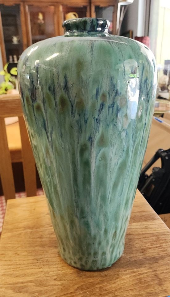 Vintage authentic large Chinese heavy ceramic art vase w/ brilliant glaze - 3
