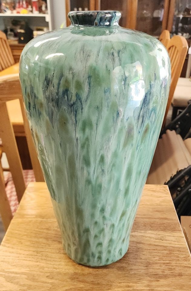 Vintage authentic large Chinese heavy ceramic art vase w/ brilliant glaze - 4