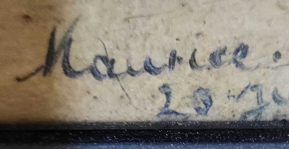 Vintage signed lithograph depicting what appears to be a European Village. - 5