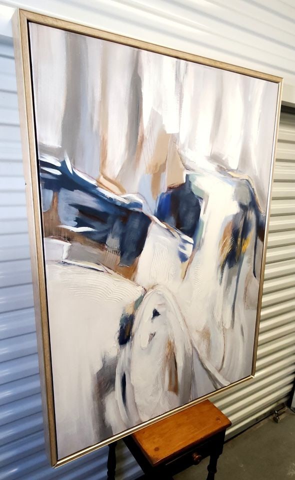 Striking vibrant modernist abstract oil painting w/ palette knife style impasto texture. - 3