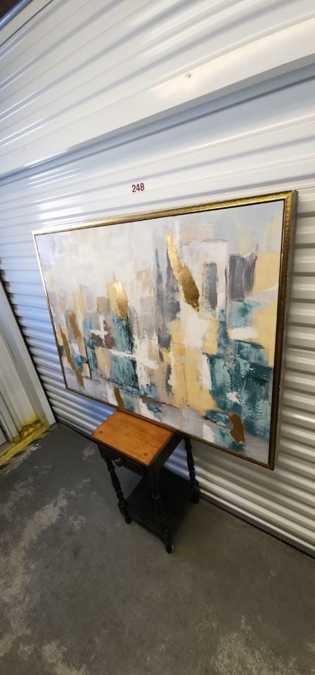 Postmodern 48x36 abstract expressionist surreal cityscape giclee oil painting on canvas. - 2