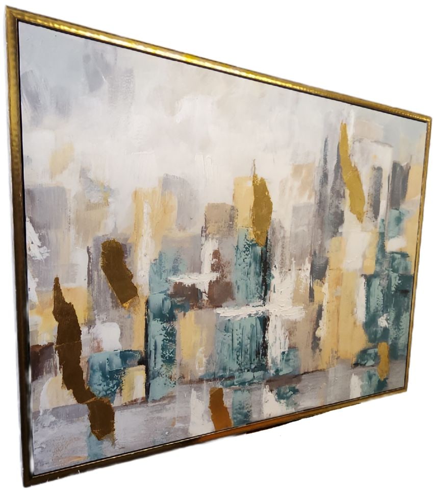 Postmodern 48x36 abstract expressionist surreal cityscape giclee oil painting on canvas. - 4