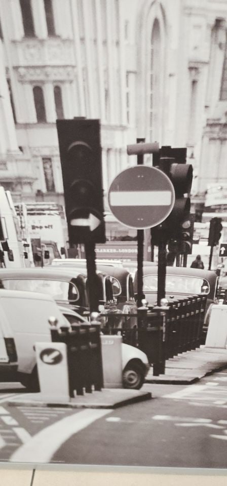 Vintage 4x6' framed photo of iconic Routemaster double decker bus on London Street. Made in Poland - 3