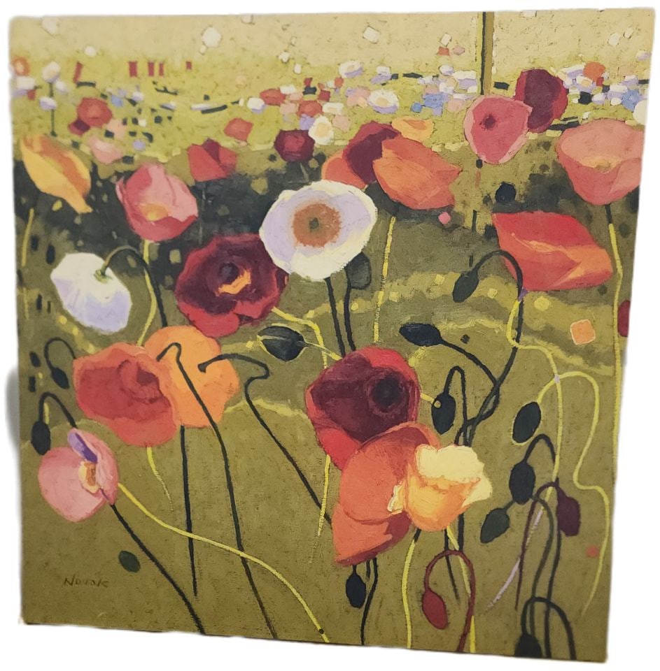 Novak fabulous vintage impressionist floral still life giclee oil painting image on canvas. 30x30" (1 of 5)