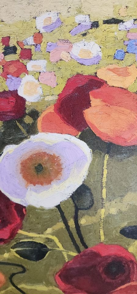 Novak fabulous vintage impressionist floral still life giclee oil painting image on canvas. 30x30" - 2