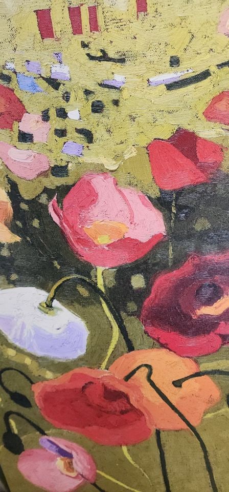 Novak fabulous vintage impressionist floral still life giclee oil painting image on canvas. 30x30" - 3