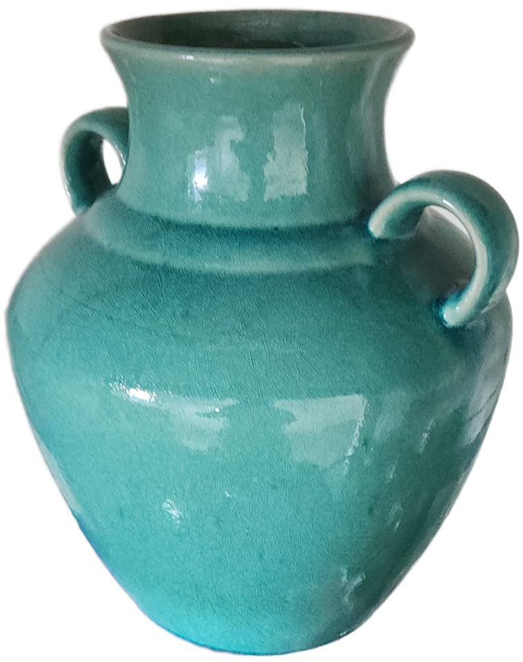 Exquisite Vintage "Arts & Crafts" period style turquoise pottery vase - 2