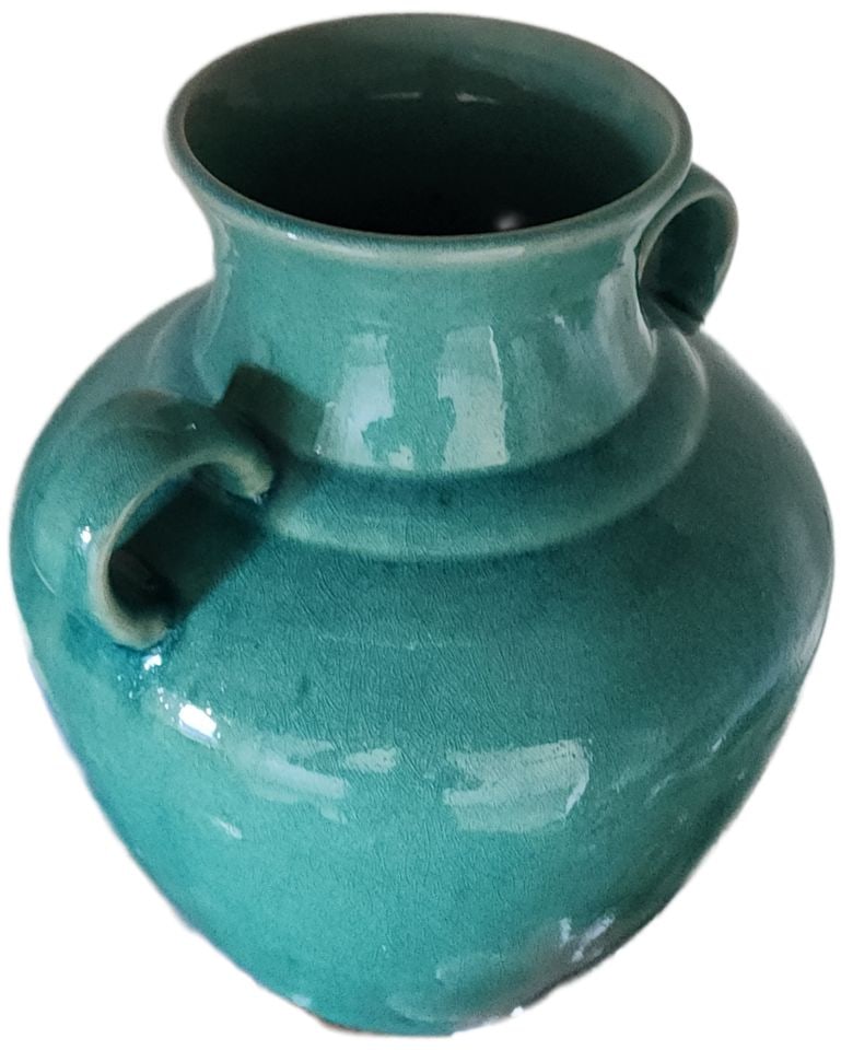 Exquisite Vintage "Arts & Crafts" period style turquoise pottery vase - 4