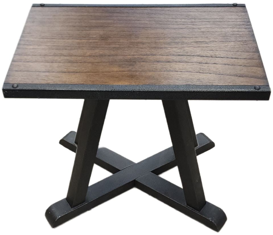 Really cool iron & wood industrial rustic side table. Great for modern farmhouse or country decor. - 3