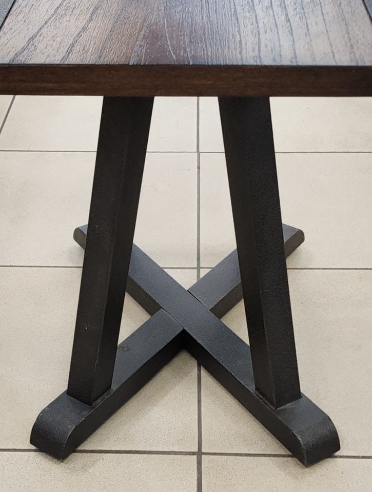 Really cool iron & wood industrial rustic side table. Great for modern farmhouse or country decor. - 5