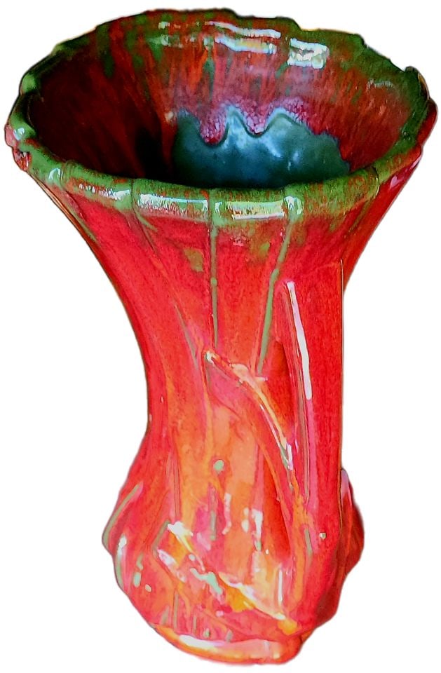 Exceptional Mid-Century McCoy Strap Ribbon Vase, likely from the 1940s. A collector level item. - 3