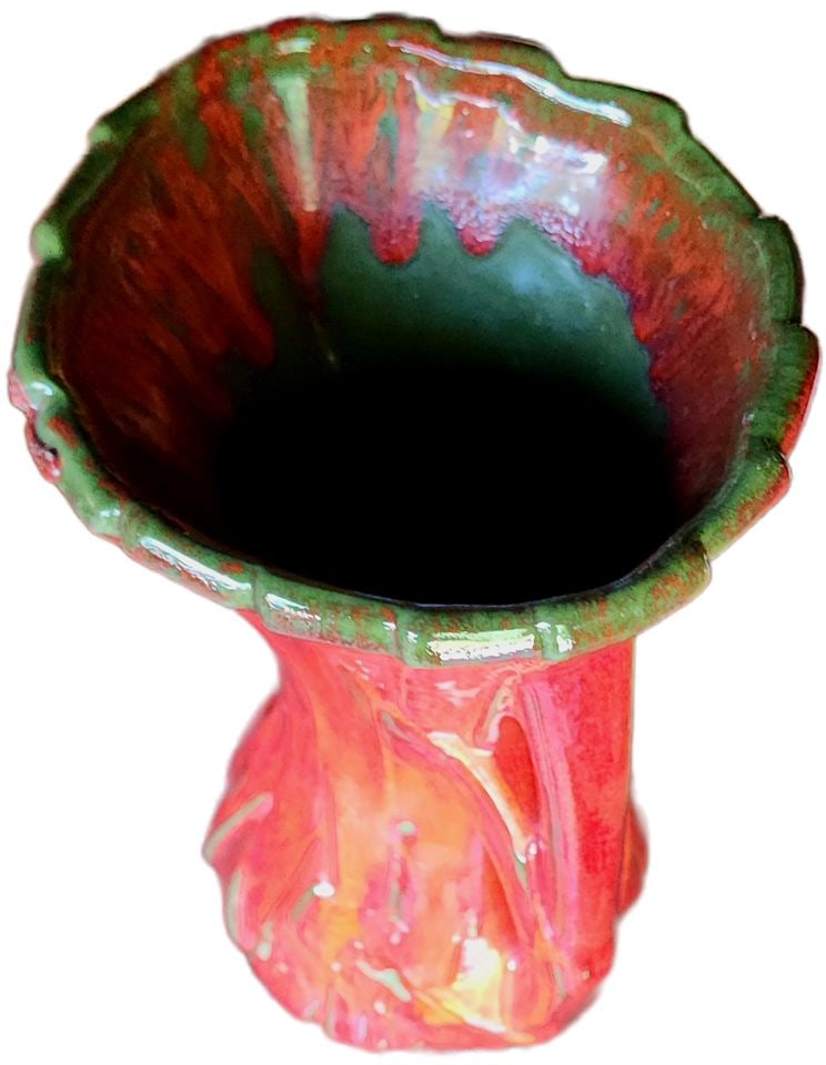 Exceptional Mid-Century McCoy Strap Ribbon Vase, likely from the 1940s. A collector level item. - 4