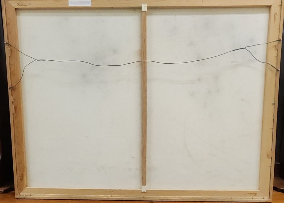 H. Berenholtz, 48x40 signed 1985 textured impressionist country landscape mixed media oil painting. - 7