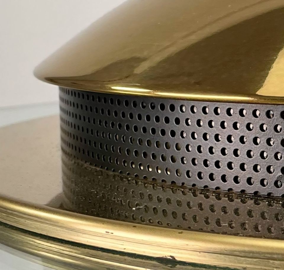 Iconic Postmodern 1980s Robert Sonneman for George Kovacs "Saturn" Brass & Glass Table Lamp - 5