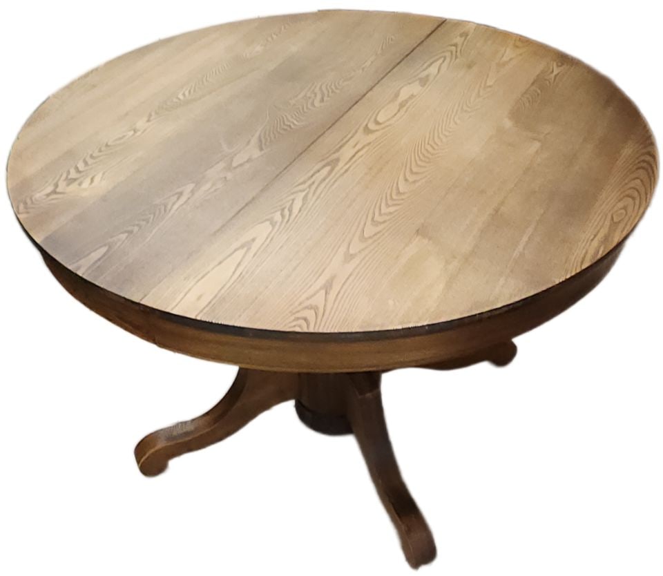 Antique Mission "Arts & Crafts" Style Tiger Oak Large Round Pedestal Dining Table - 3