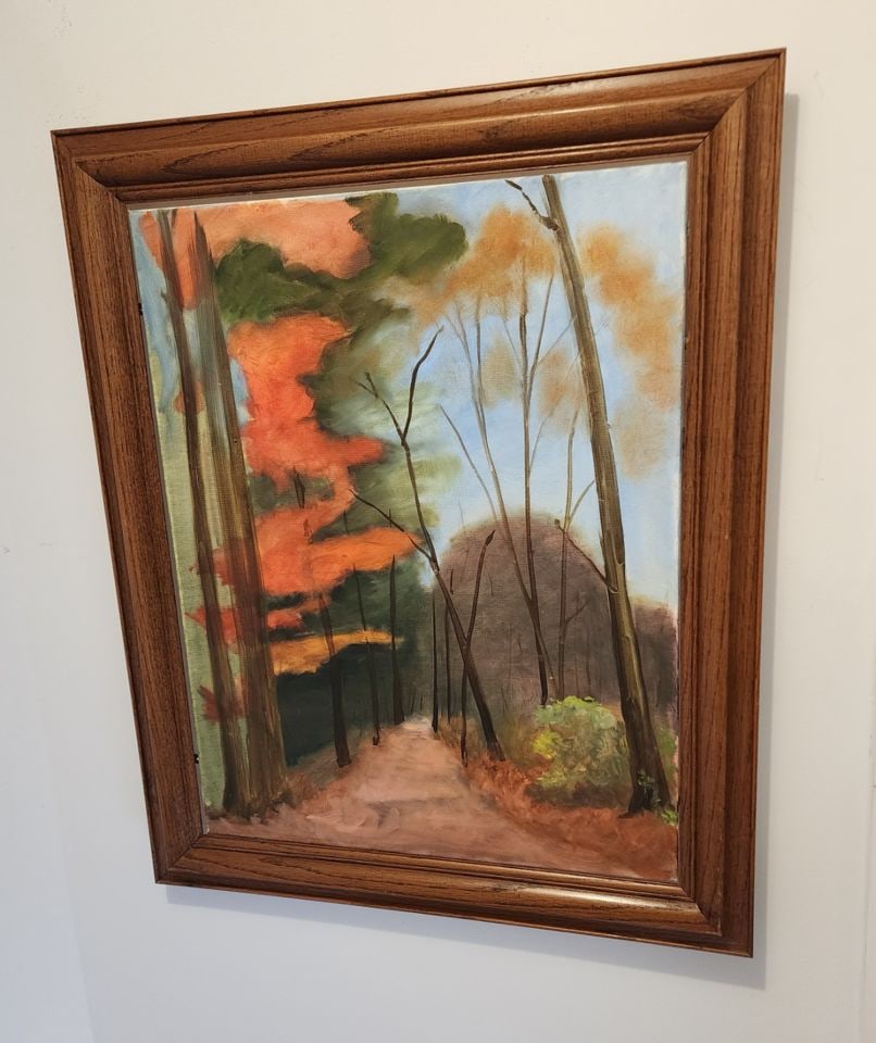 Vintage richly colored mid-century impressionist landscape oil painting, unsigned - 2