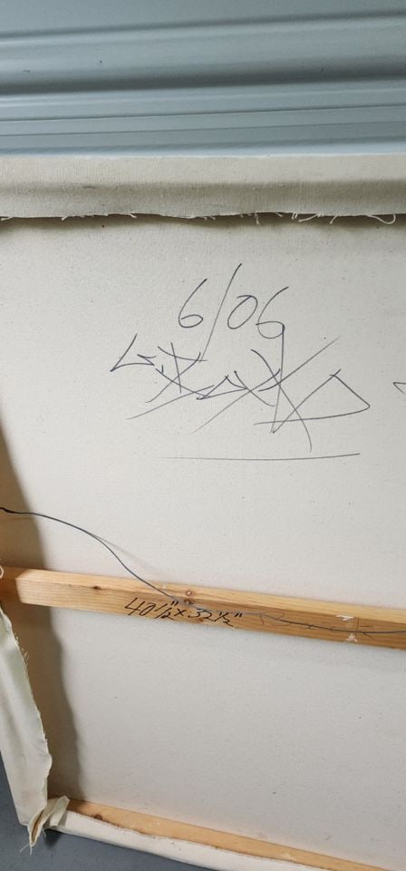 Large captivating abstract expressionist still life w/ cubist imagery. Circa '06 Signed 40.5 x 32.5 - 4