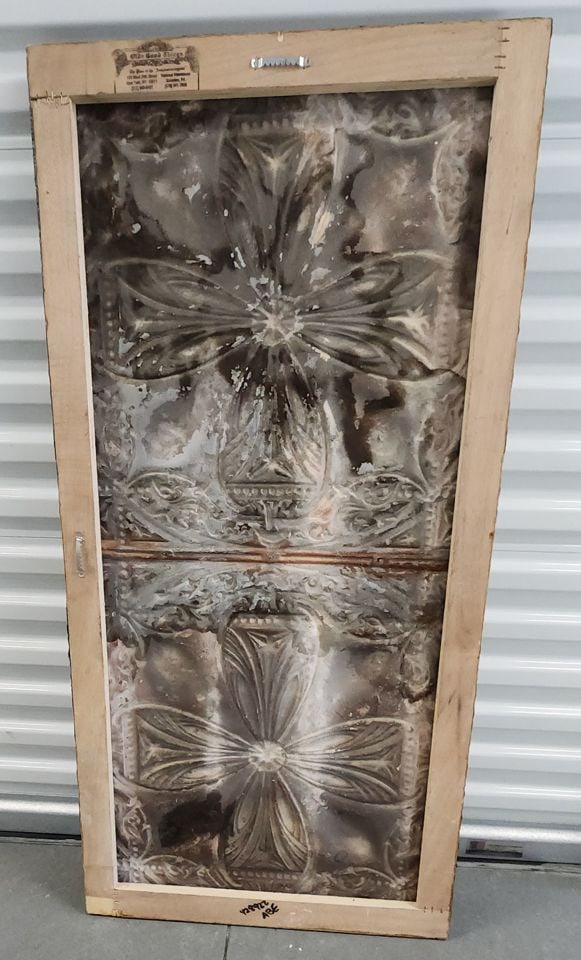 Stunning vintage 20x48 brutalist abstract floral wall sculpture painting on embossed distressed - 4