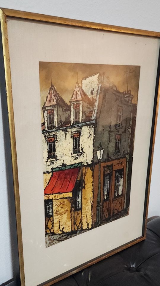 Maurice Le Cunff, signed Mid-Century impressionist oil painting w/ rich texture & cubist influences. - 2