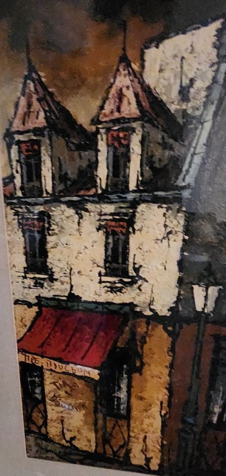 Maurice Le Cunff, signed Mid-Century impressionist oil painting w/ rich texture & cubist influences. - 3