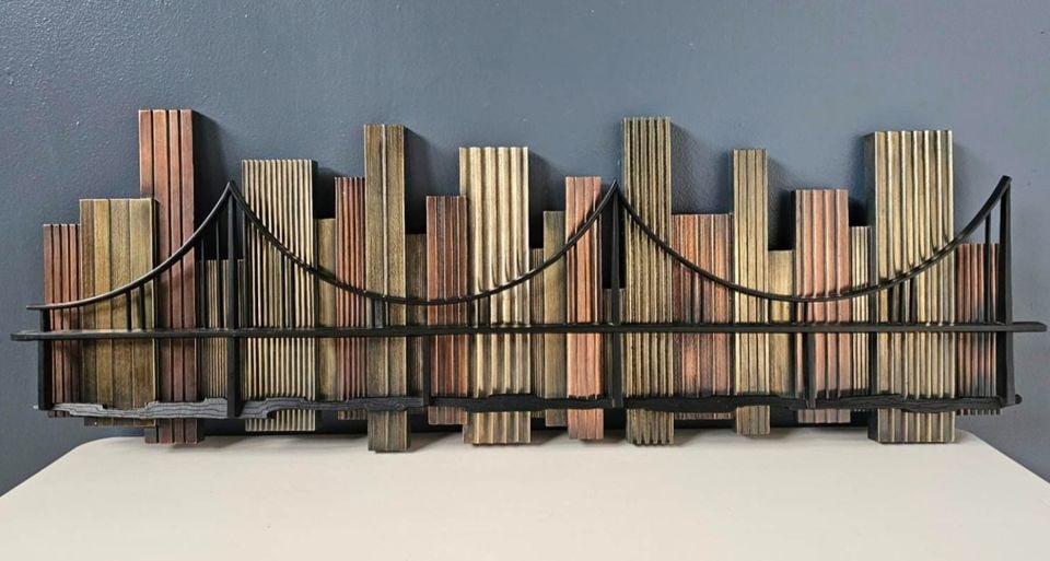 Syroco 4ft Mid-Century 1969 San Francisco Bridge & Cityscape Wall Sculpture - 3