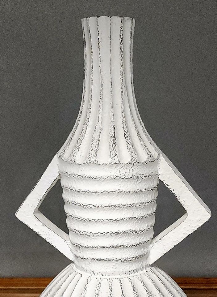 Artful Postmodern painted wood sculpture vase depicting female figure - 2