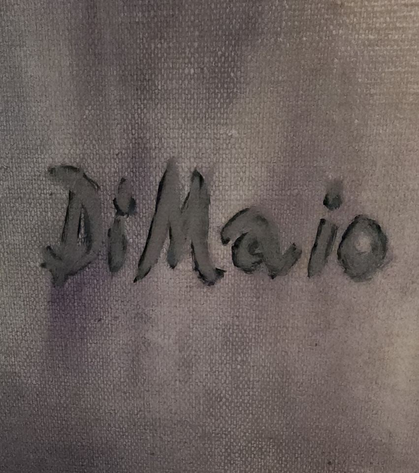 Alfred DiMaio, Signed original acrylic vivid abstract painting on linen titled "Red Friends". 36x36 - 5