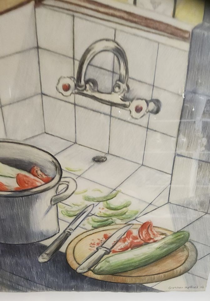 Gretchen Hatfield, Pastel Painting "Shopska Salate" Circa '06. Original Price as shown, $450. - 2