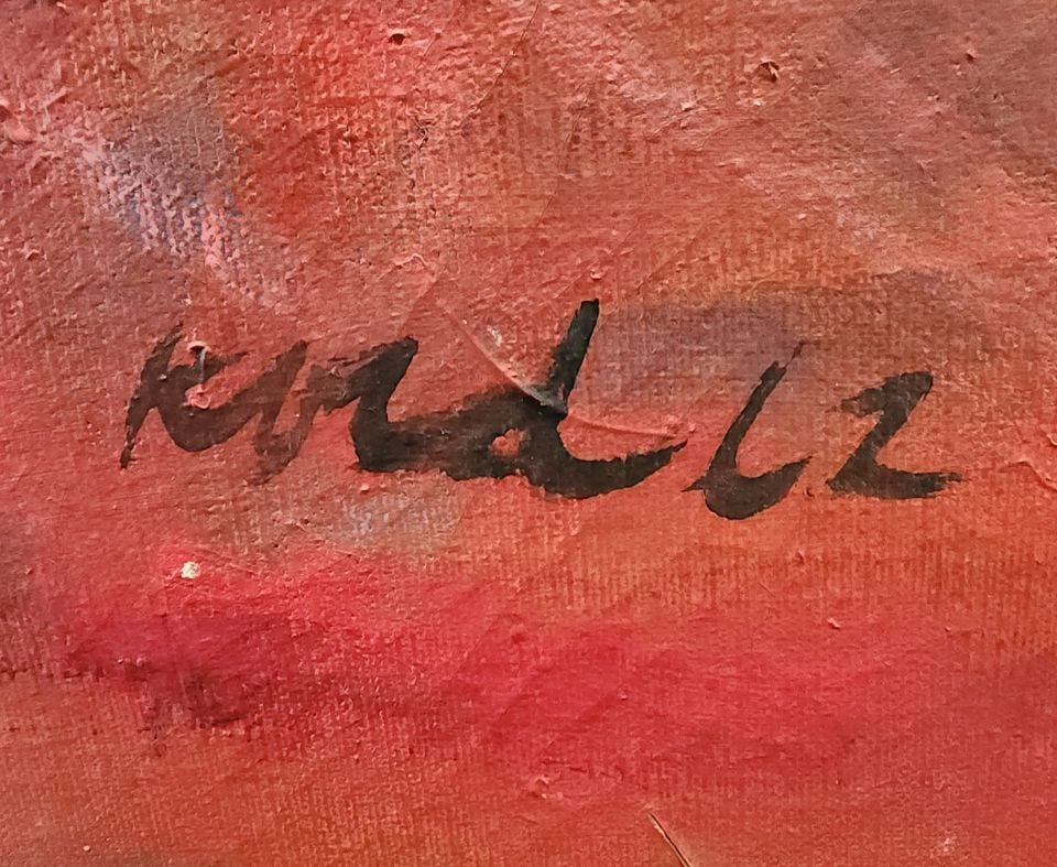 Powerful 41"x 51" mid-century abstract oil painting. Signed, Circa 1962 - 5