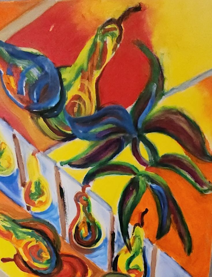 Alfred DiMaio, signed original abstract expressionist painting w/ vibrantly colored floral imagery - 3