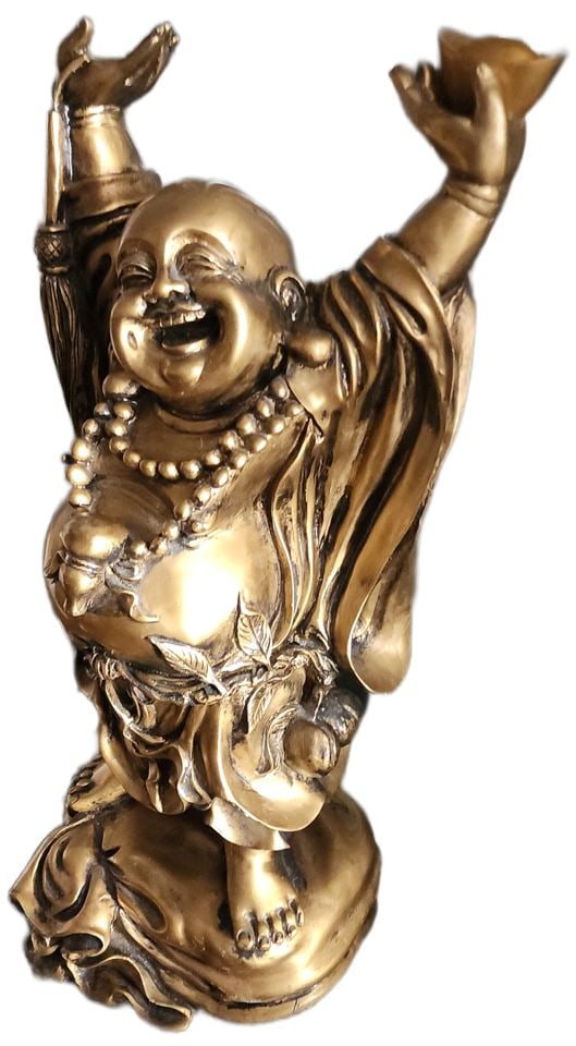 Rare Large vintage ceramic statue of "Laughing Buddha" also known as Maitreya or Hotei - 2