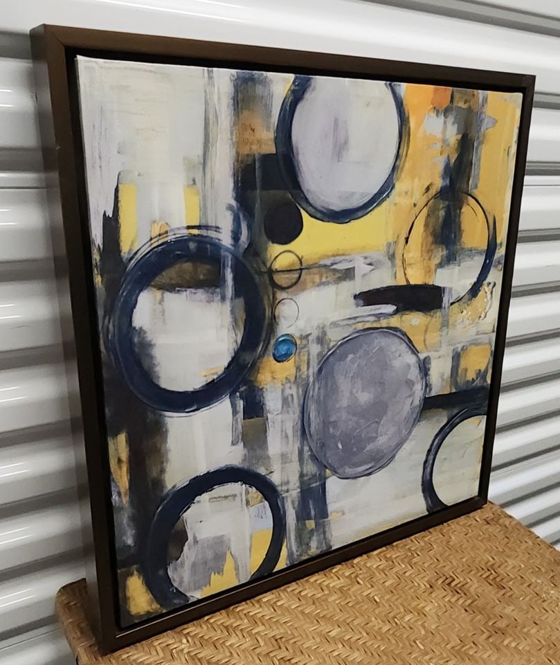 Hi-Art modernist 20x20 abstract giclee impasto-style oil painting canvas print w/ 2in shadow box - 2