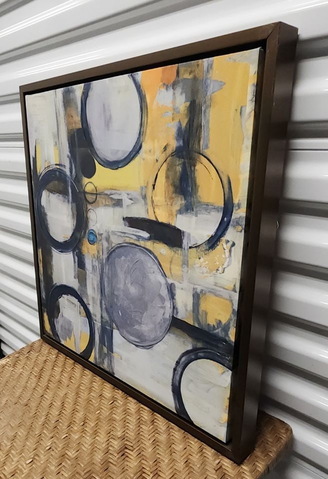 Hi-Art modernist 20x20 abstract giclee impasto-style oil painting canvas print w/ 2in shadow box - 3