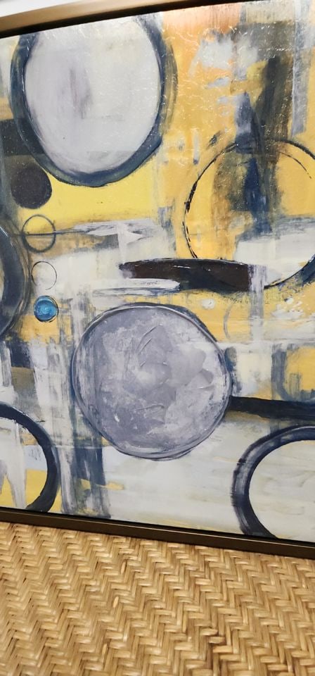 Hi-Art modernist 20x20 abstract giclee impasto-style oil painting canvas print w/ 2in shadow box - 4