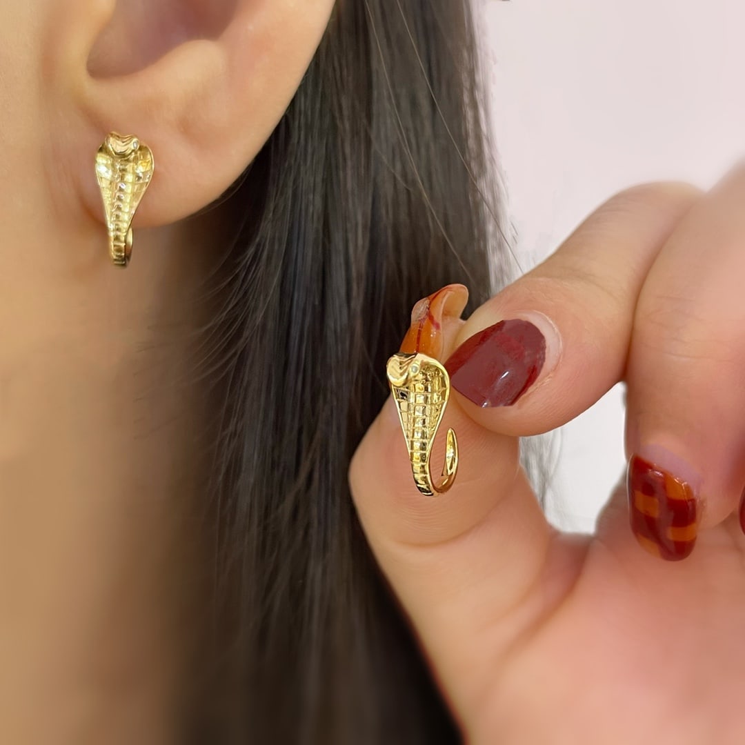 18K Diamond Snake Stud Earrings - 3