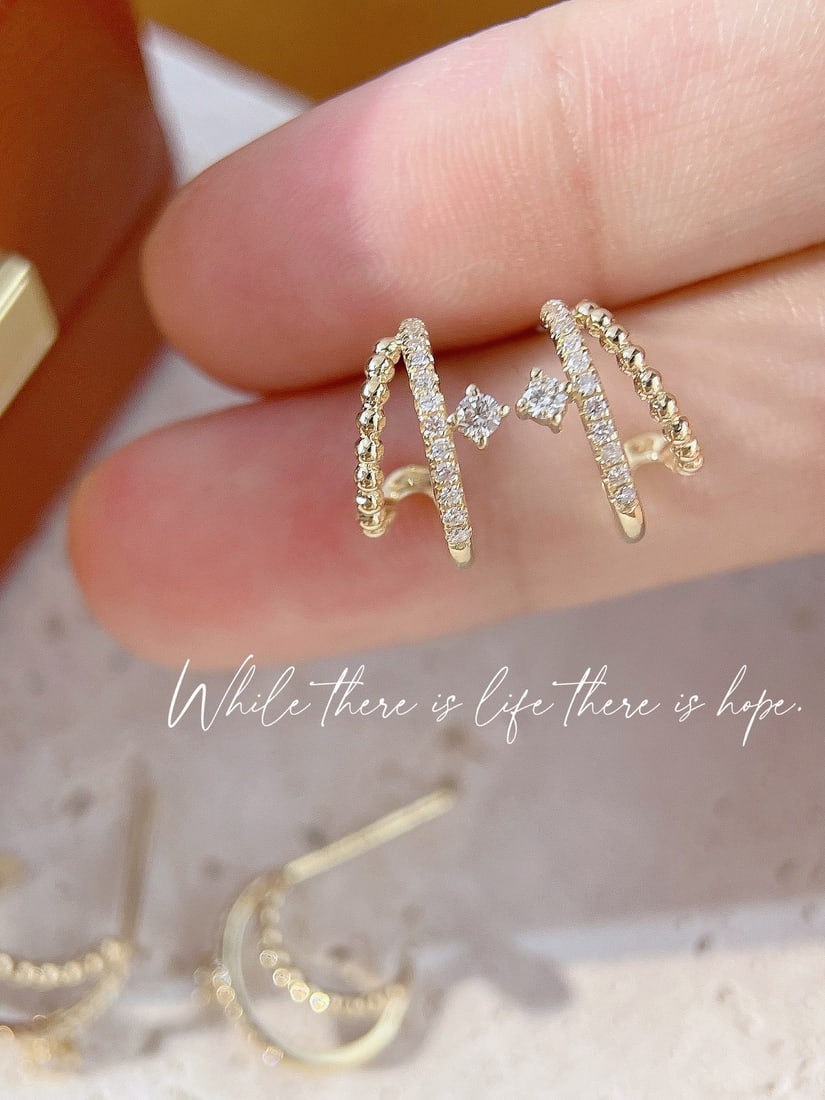 18k Set with Natural Diamonds Stud Earrings - 3